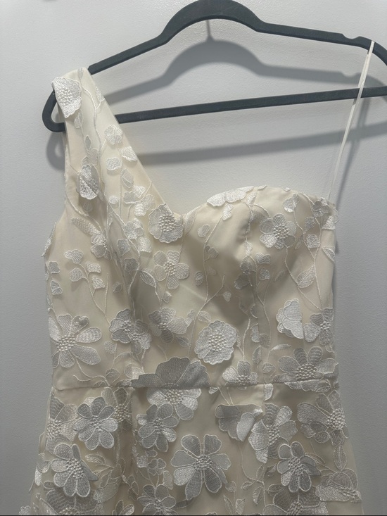 NWOT Dress The Population 3D White Floral One Shoulder Mini Dress Small - Picture 2 of 7